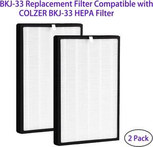 2 Pack BKJ-33 Replacement Filter For COLZER BKJ-33, 3 IN 1 Pre Filter True HEPA